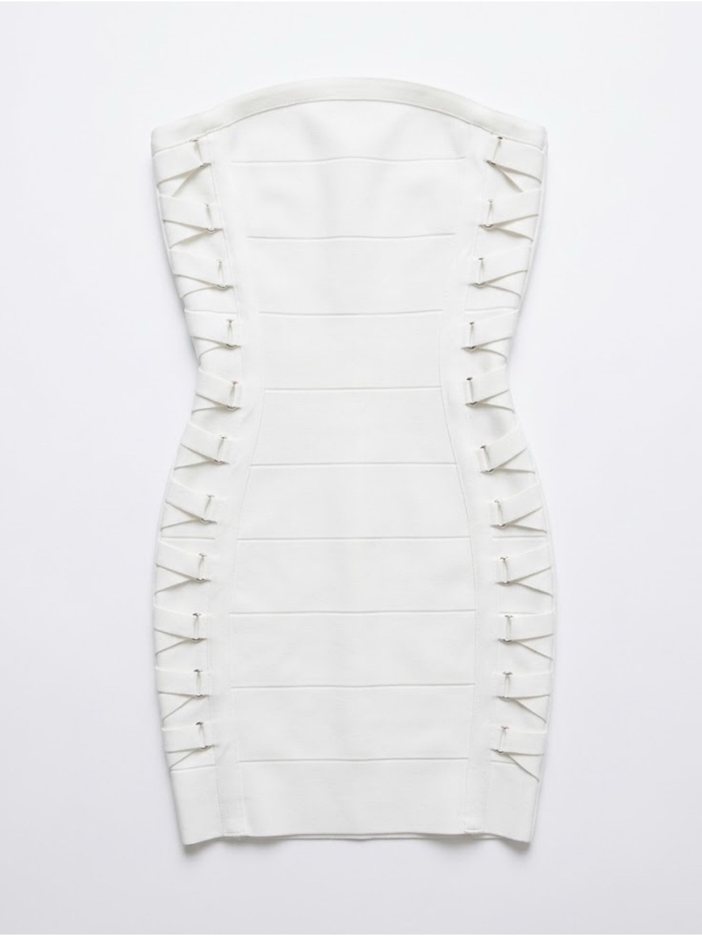 WOW couture Strapless White Lace-Up Bandage Mini Dress